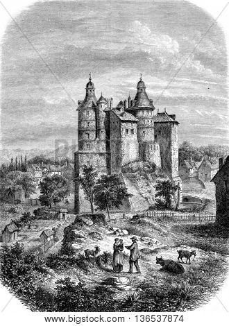 Chateau de Montbeliard, vintage engraved illustration. Magasin Pittoresque 1861.