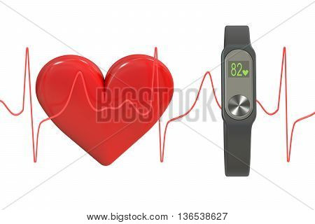 activity tracker or fitness bracelet Heart rate monitor concept. 3D rendering
