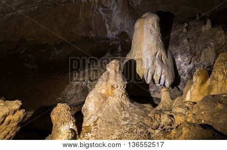 Details within Harmanec Cave in Kremnica Mountains Slovakia