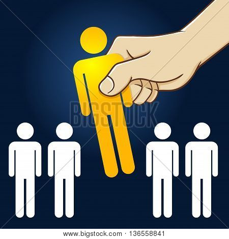 Vector stock of hand picking the best people from the line
