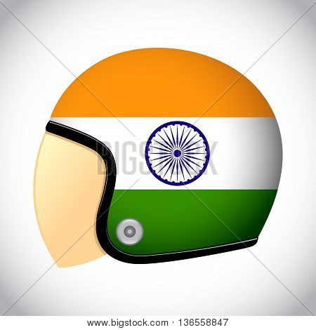 Vector stock of retro classic motorcycle helmet with India flag