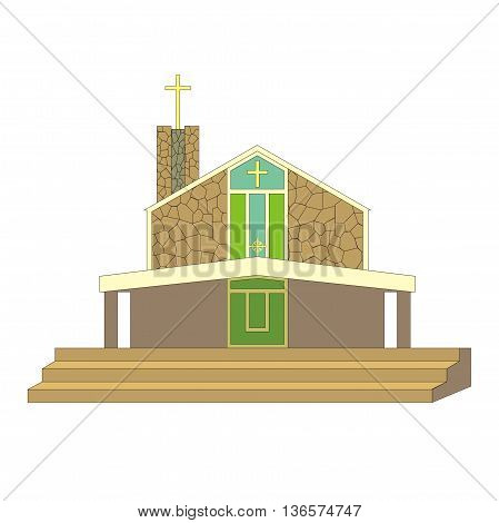 Illustration cathedral with stone facing isolated on a white background