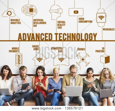 Advanced Technology Connected Drones Technology Concept