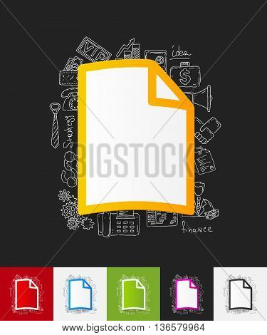 hand drawn simple elements with blank paper sticker shadow