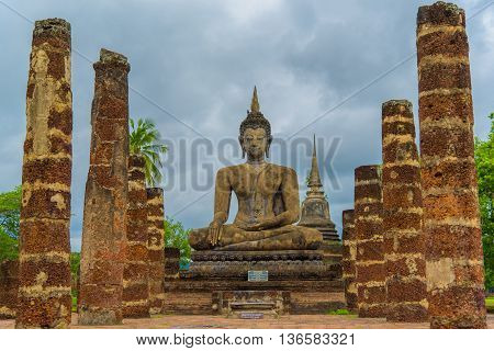 The Buddha image in Sukhothai Historical Park, Thailand.