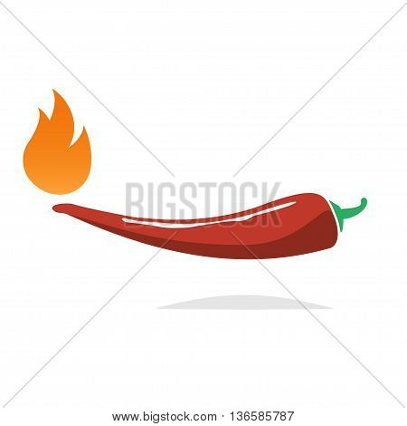 red hot chili pepper and fire icon. Stock vector illustration