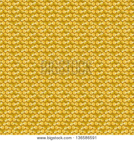 Gold shiny sequins with stitching seamless pattern .
