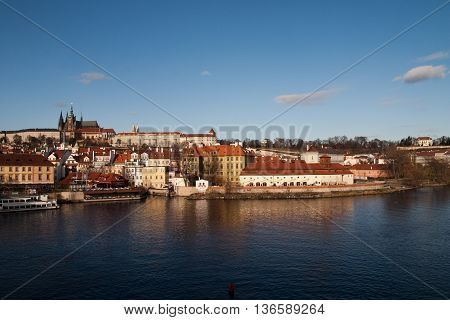 The Skyline of Prag castle with moldau