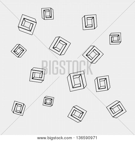 Geometric seamless simple monochrome minimalistic pattern of impossible shapes