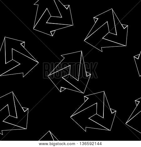 Geometric seamless simple monochrome minimalistic pattern of impossible shapes