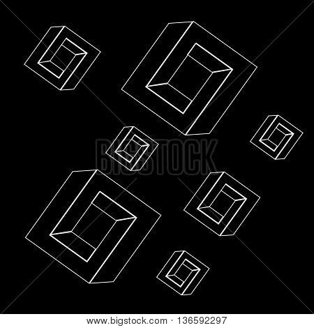 Geometric seamless simple monochrome minimalistic pattern of impossible shapes