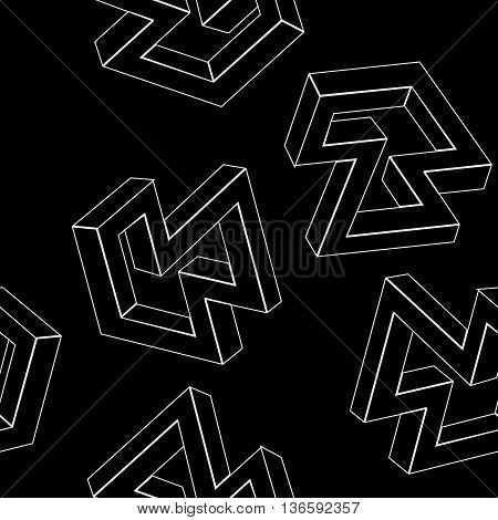 Geometric seamless simple monochrome minimalistic pattern of impossible shapes