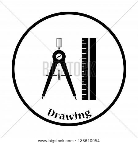 Flat Design Icon Of Compasses And Scale Iin Ui Colors