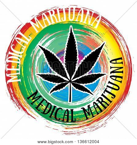cannabis leaf symbol rainbow color background design