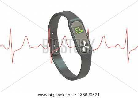 activity tracker or fitness bracelet Heart rate monitor concept. 3D rendering