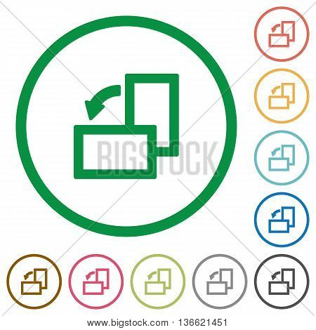 Set of Rotate element left color round outlined flat icons on white background