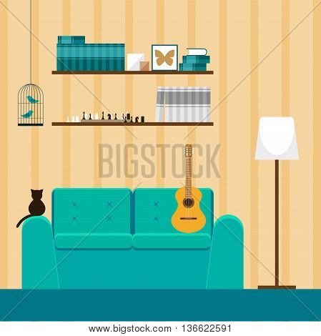 Interior. Flat Style Interior For Use In Design.
