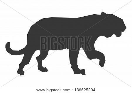 simple flat design big wild feline silhouette icon vector illustration