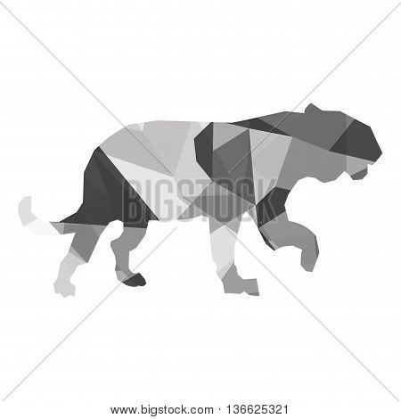 geometric texture simple flat design big wild feline silhouette icon vector illustration