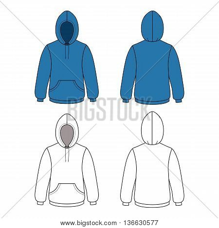 Hoodie sweater (front & back outlined view) vector illustration. EPS8 file available. You can change the color or you can add your logo easily.