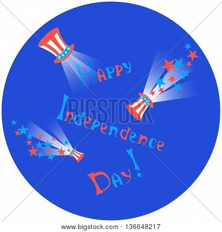 Vector with Flying Uncle Sam's Cylinders Light Projectors Stars and Lettering. EPS10