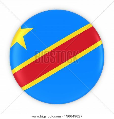 Congolese Flag Button - Flag Of Dr Congo Badge 3D Illustration