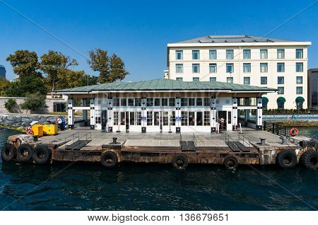 Istanbul Turkey - Aug 28 2013: Hayreddin Barbarossa Pier or Barbaros Hayrettin Pasa pier