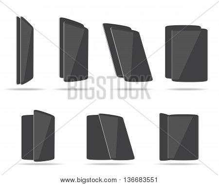 black flat tablets different angles vector illustration