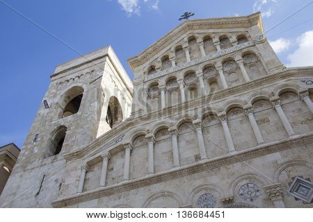 Cagliari: exterior architecture of the Cathedral of Cagliari castle district - Sardinia