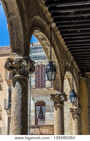 Architectural Detail Of Mayor Square Of Ciudad Rodrigo, Salamanca. Spain.