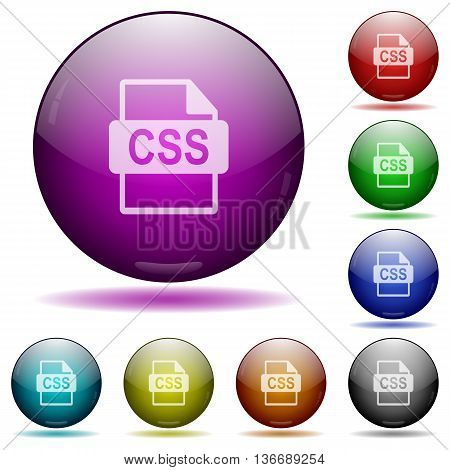 Set of color CSS file format glass sphere buttons with shadows.