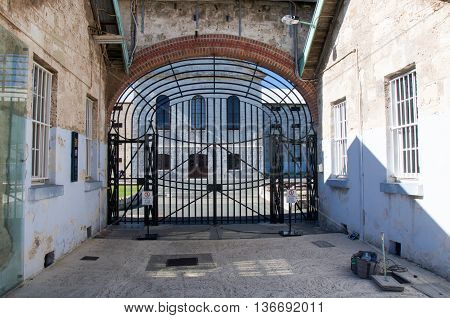 FREMANTLE,WA,AUSTRALIA-JUNE 1,2016:  Fremantle Prison entrance gate in Fremantle, Western Australia.