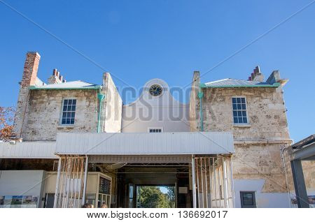 FREMANTLE,WA,AUSTRALIA-JUNE 1,2016:  Gate House exterior details of the Fremantle Prison in Fremantle, Western Australia.