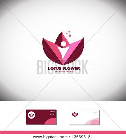 Vector company logo icon element template lotus flower water lilly bud pink purple spa beauty relaxation