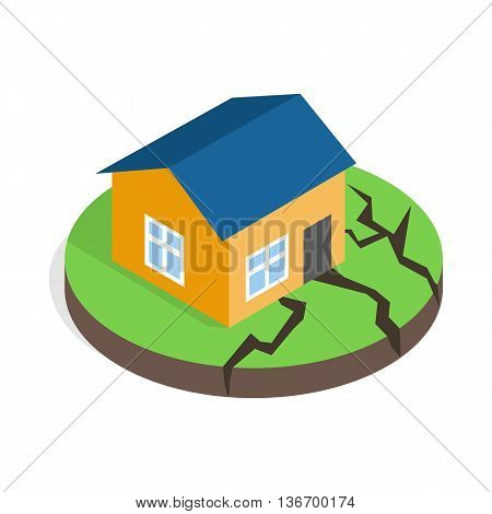 House after an earthquake icon in isometric 3d style on a white background