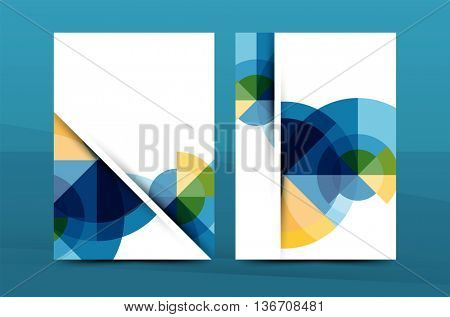 Colorful fresh business A4 cover template - flyer, brochure, book cover and annual report. Geometric design abstract background