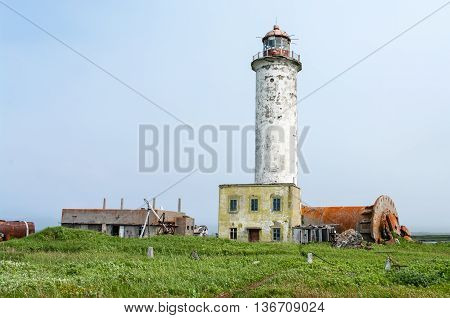 Lighthouse Off Coast Of Island Paramushir, Russia
