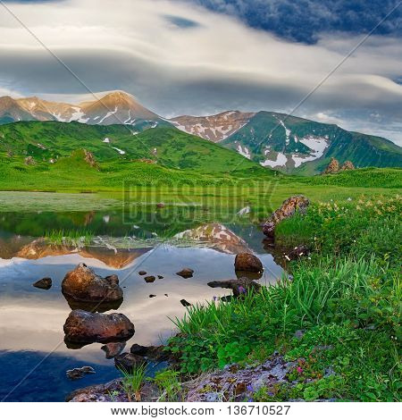Mountain Landscape At Paramushir Island, Russia