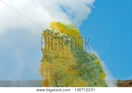 Sulfur Of Ebeko  Volcano, Paramushir Island, Kuril Islands, Russia