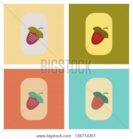 assembly of flat icons poker Strawberry natural