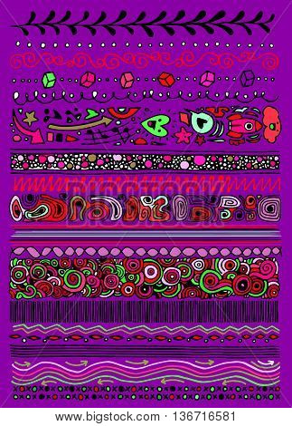 Set Of Hand Drawn Border Doodle