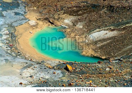 Lake at Ebeko Volcano Paramushir Island Kuril Islands Russia
