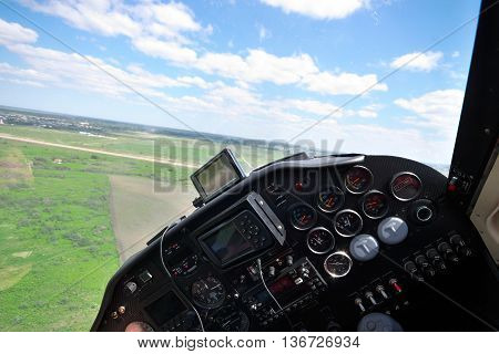 Flying a small private light plane - view from the co-pilot's seat