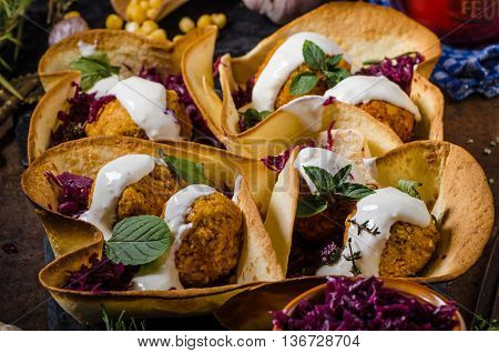Falafel With Herbs And Cabbage