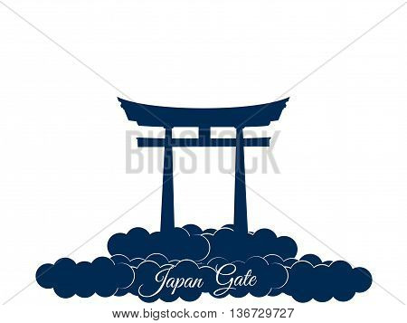 Japan Gate Isolated On White Background, Torii Gate, Japanese Gate. Torii Gate In The Clouds. Symbol