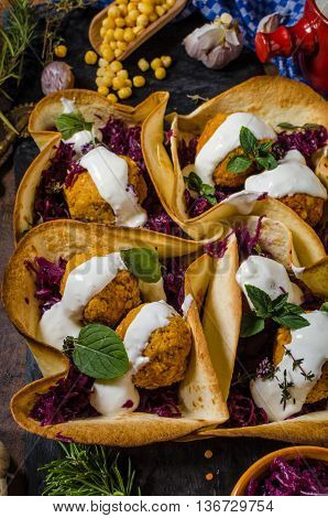 Falafel With Herbs And Cabbage