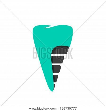 Dental implant lab logo vector template, tooth flat icon symbol, concept of teeth recovery technology emblem, prosthesis modern design illustration isolated on white