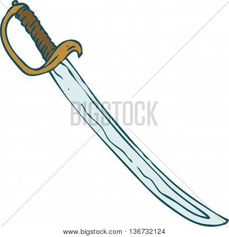 Steel Pirate Saber. Isolated on a White Background