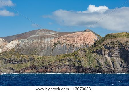 View at Vulcano Island of Aeolian Islands near Sicily Italy