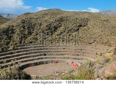 Stone bullring in Chivay Peru. Chivay is the capital of Caylloma province.